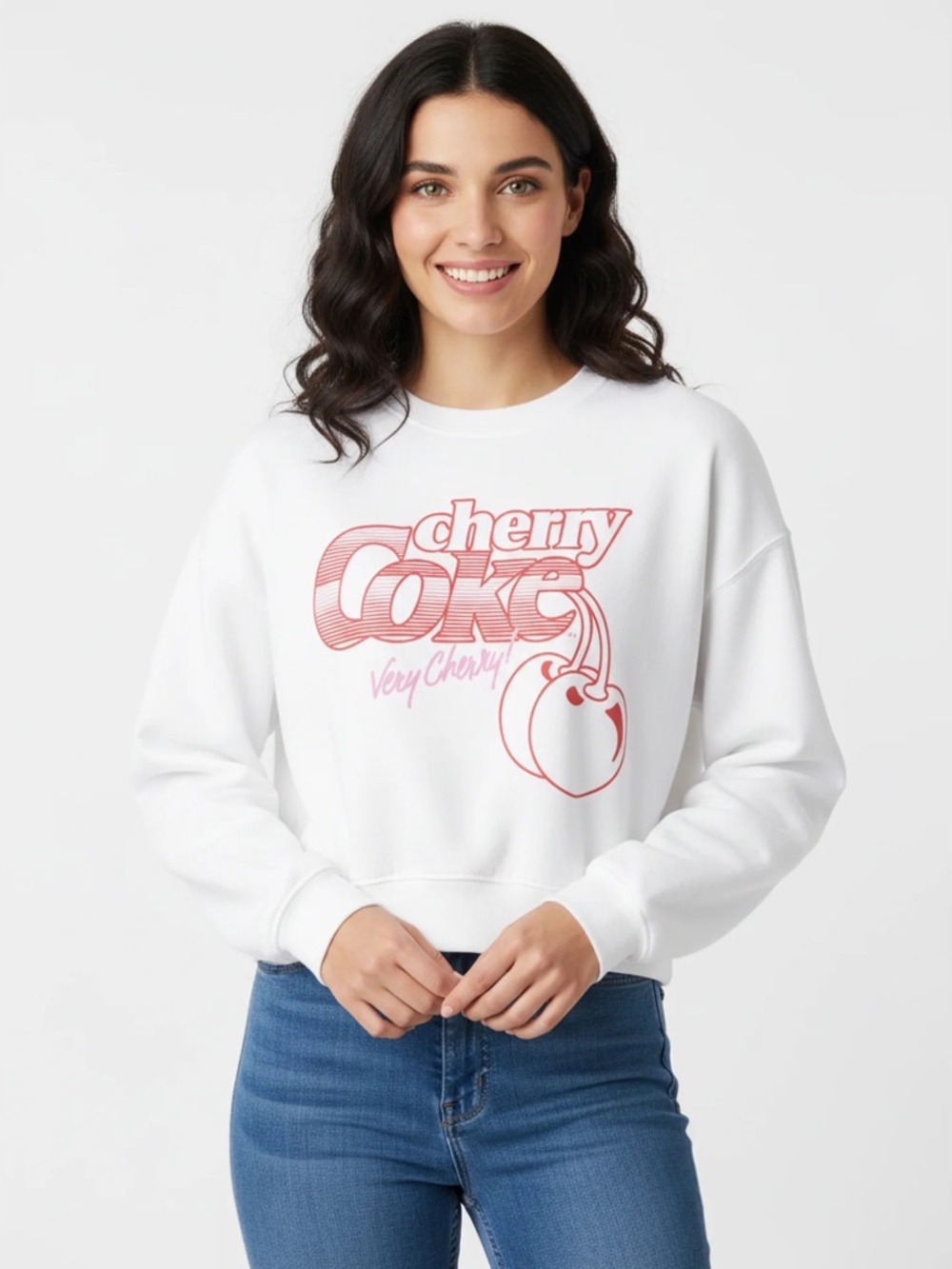 Cherry Coke Women's Cropped Boxy Graphic Sweatshirt | Size XL